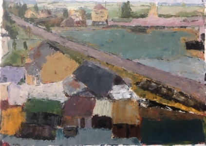 Outskirts (oil on paper) by artist Kathleen Gefell, New York