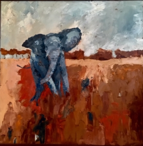 Elephant (oil on canvas) by artist Kathleen Gefell, New York