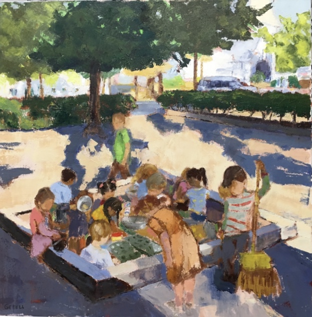 Schoolyard (oil on canvas) by artist Kathleen Gefell, New York