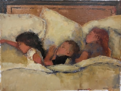 Sleeping Children (oil on oil paper) by artist Kathleen Gefell, New York