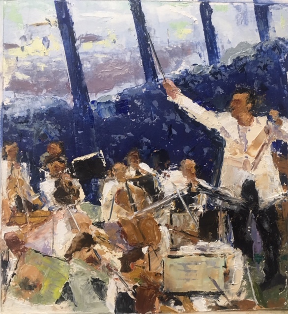 Conductor (oil on paper) by artist Kathleen Gefell, New York