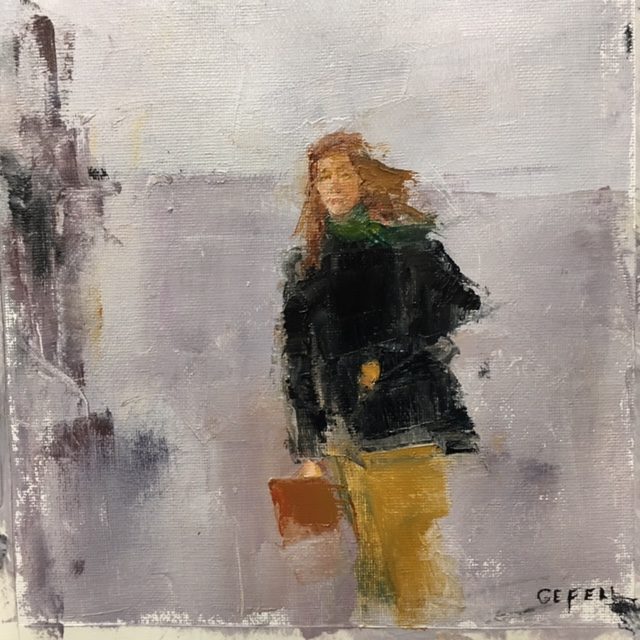 Girl (oil on paper) by artist Kathleen Gefell, New York