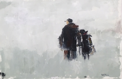 Into the Snow (oil on paper) by artist Kathleen Gefell, New York
