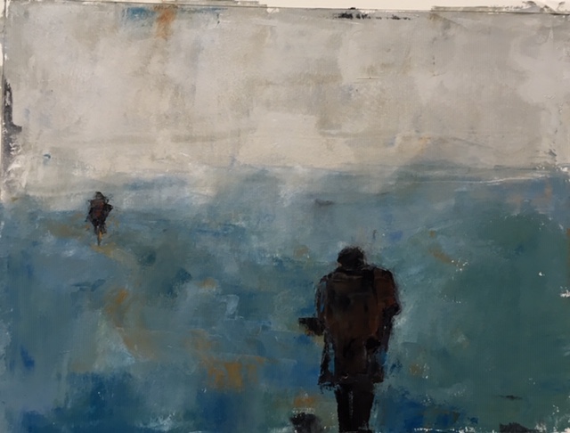 Man Following (oil on paper) by artist Kathleen Gefell, New York