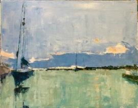 Leaving the Marina, Haverstraw, NY (oil on canvas) by artist Kathleen Gefell