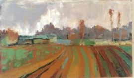 Furrows (oil on canvas) by artist Kathleen Gefell, New York