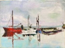 Red Boat (oil on canvas) by artist Kathleen Gefell