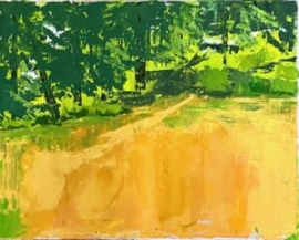 Sun in the Trees, Bard College (oil on canvas) by artist Kathleen Gefell