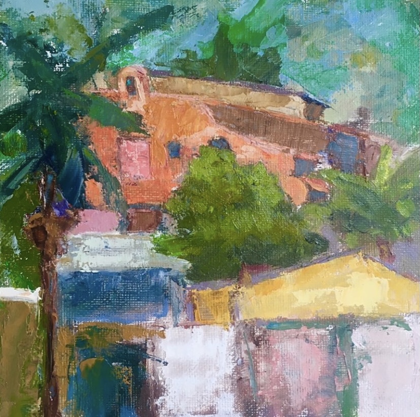 View from La Casa de los Artistas (oil on canvas) by artist Kathleen Gefell