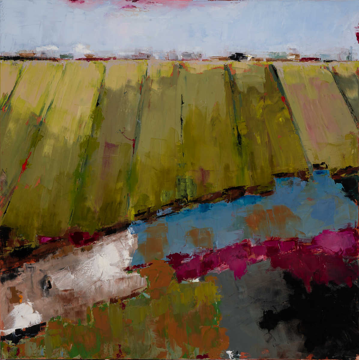 Striped Fields  (oil on canvas) by artist Kathleen Gefell, New York